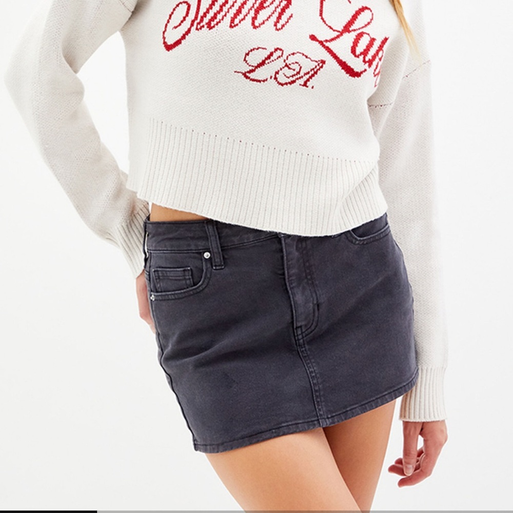 NWT PacSun Bella Black Mid Rise Denim Mini Skirt